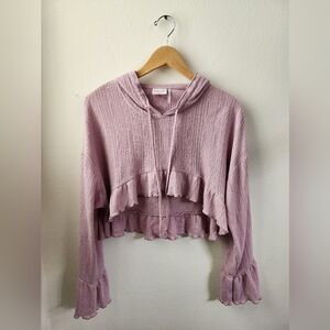 Urban Outfitters Out From Under Women's Lizzie Ruffle Hoodie‎ Lilac Purple Small
